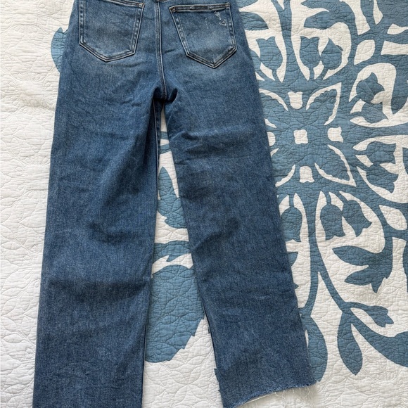 Women's Distressed Straight-Leg Jeans - Medium Blue - Picture 2 of 2